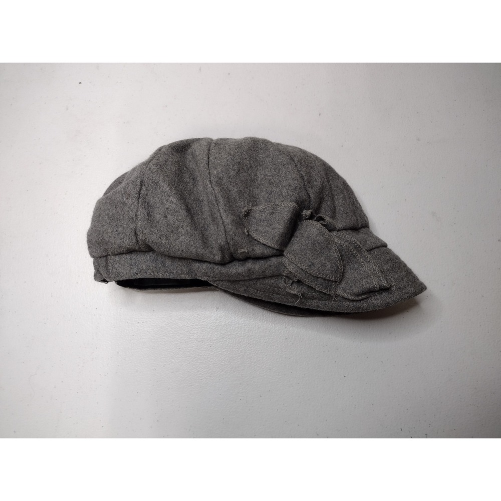 Scala Pronto Womens Gray Wool Blend Newsboy Cap Hat with Bow Paisley Lining OS